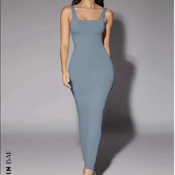 NWT Shein Small Dusty Blue Dress - Picture 2 of 3